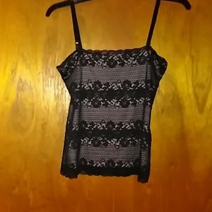 Ladies Sm Black & Tan Lace Tank Top